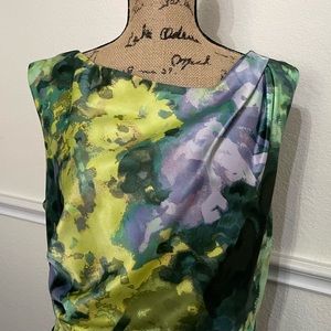 EUC Stunning Special Occasion Satin Watercolor Dress Sz 12